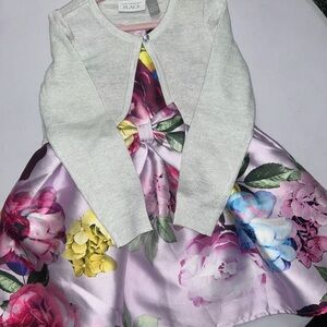 Floral Dress with Light Cardigan Set